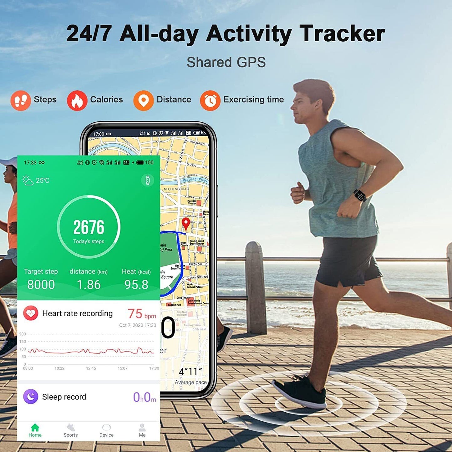 Semaco Smart Watch Men Women Fitness Tracker with Sleep/Heart Rate Monitor, Calo