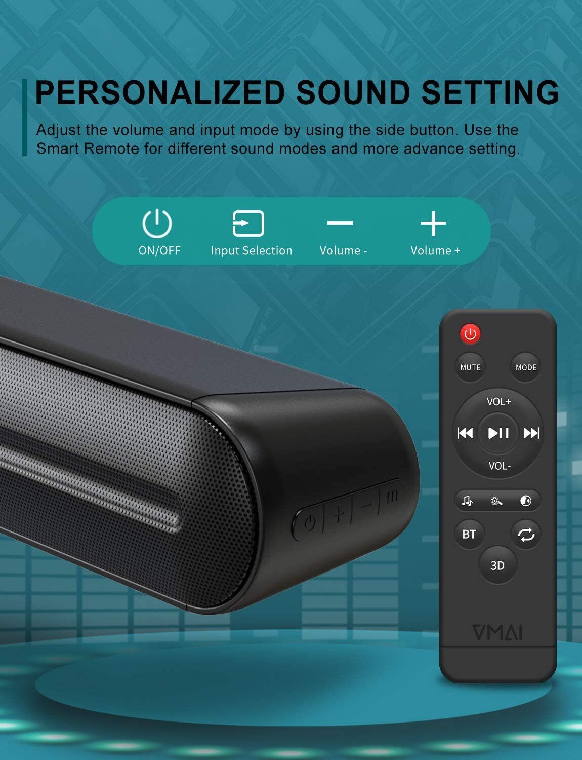 20 Inch Computer Soundbar with Bluetooth 5.0, Wired & Wireless PC Speaker, Home