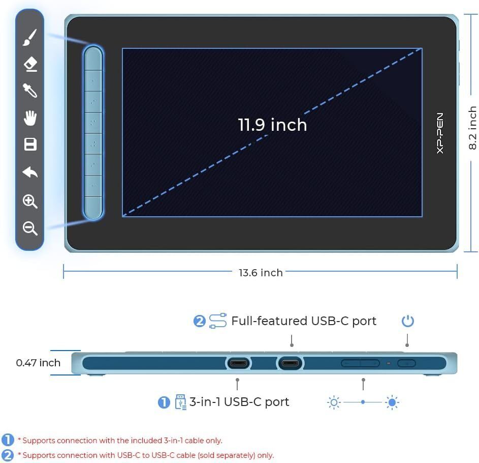 Xp-pen Artist 12 Graphics Tablet 11.9" screen (2nd Gen) - Blue