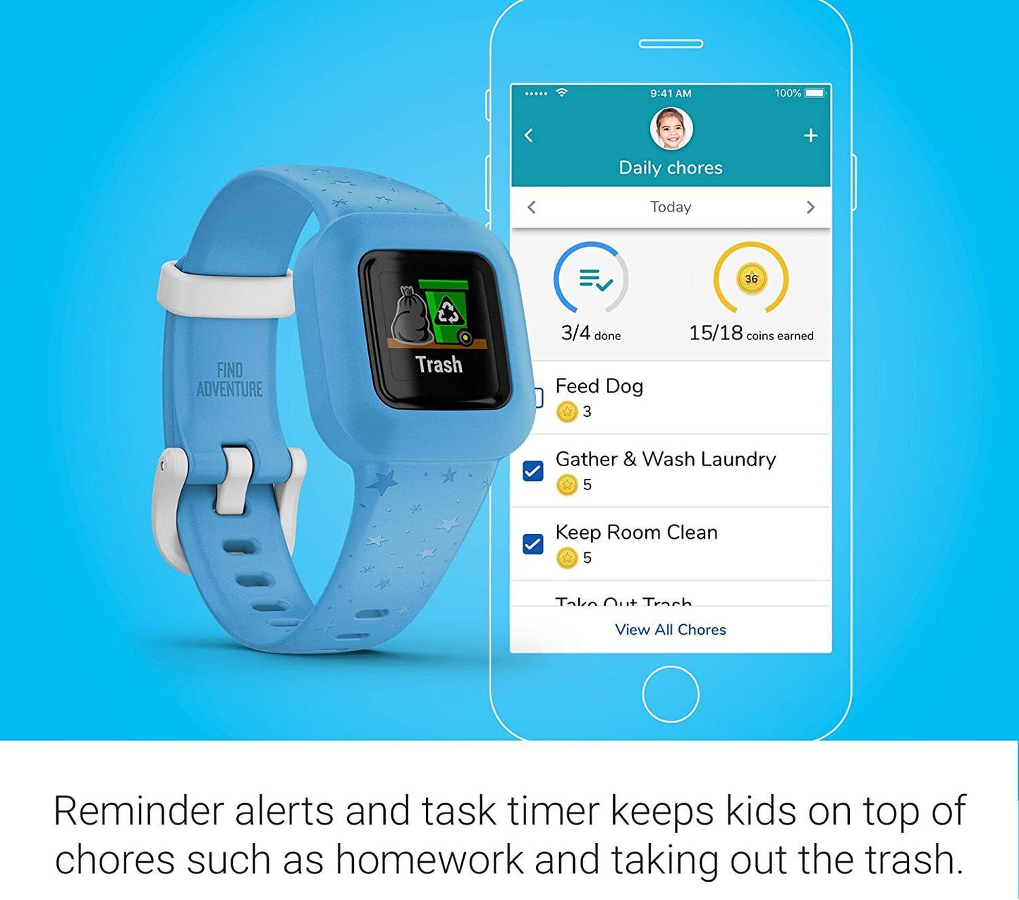 Garmin vivofit jr. 3 Fitness Tracker for Kids, Blue Stars