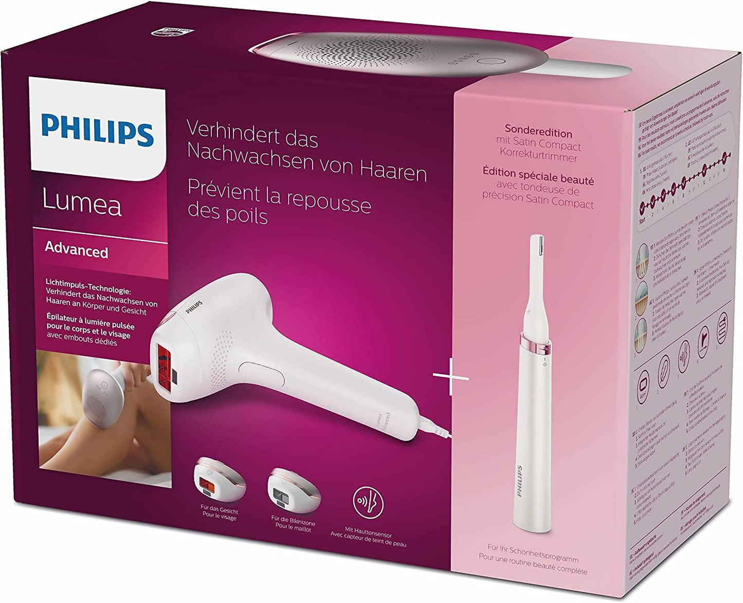 Philips Lumea IPL Advanced Hair Removal Device plus Satin Compact Pen Trimmer