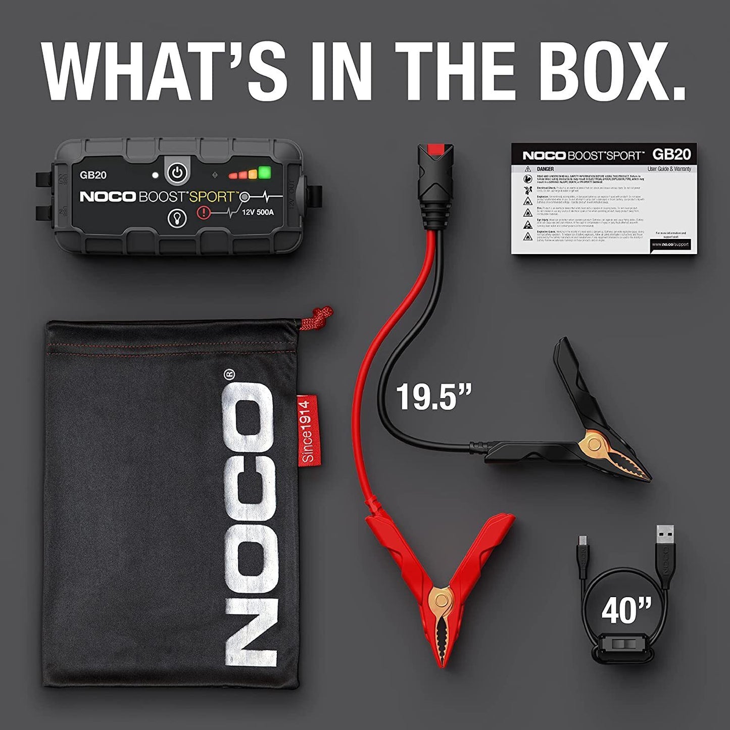 NOCO Boost Sport GB20 500 Amp 12V Portable Lithium Jump Starter