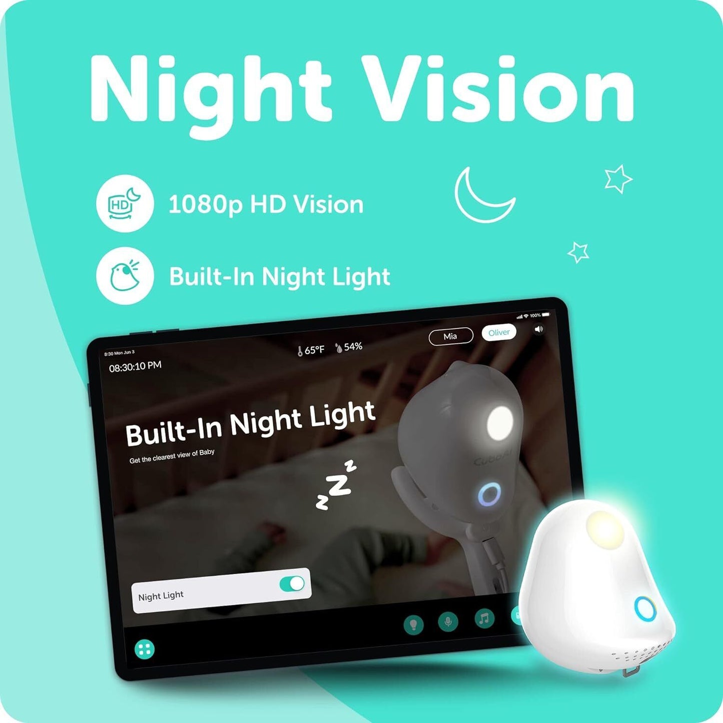 CuboAi Plus Smart Baby Monitor 1080p HD Night Vision Camera, 2-Way Audio