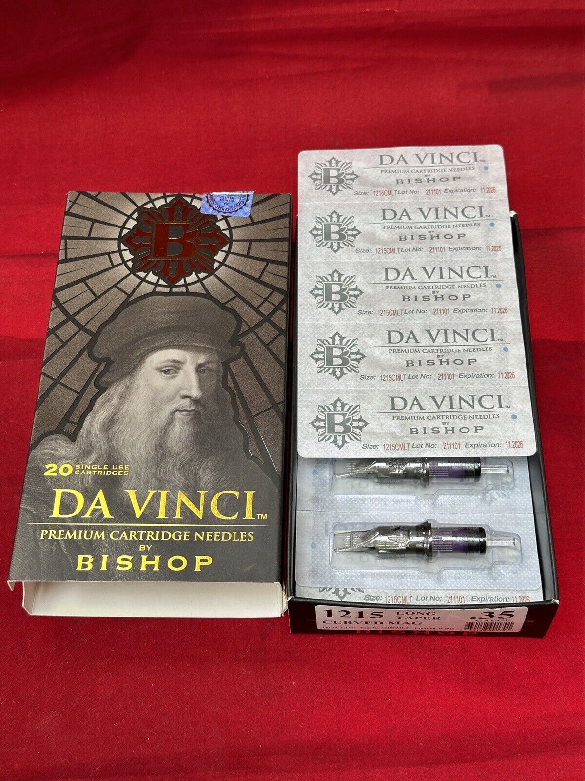 Da Vinci Premium Cartridge Needles by Bishop, Long Taper Curved Mag .35 Gauge