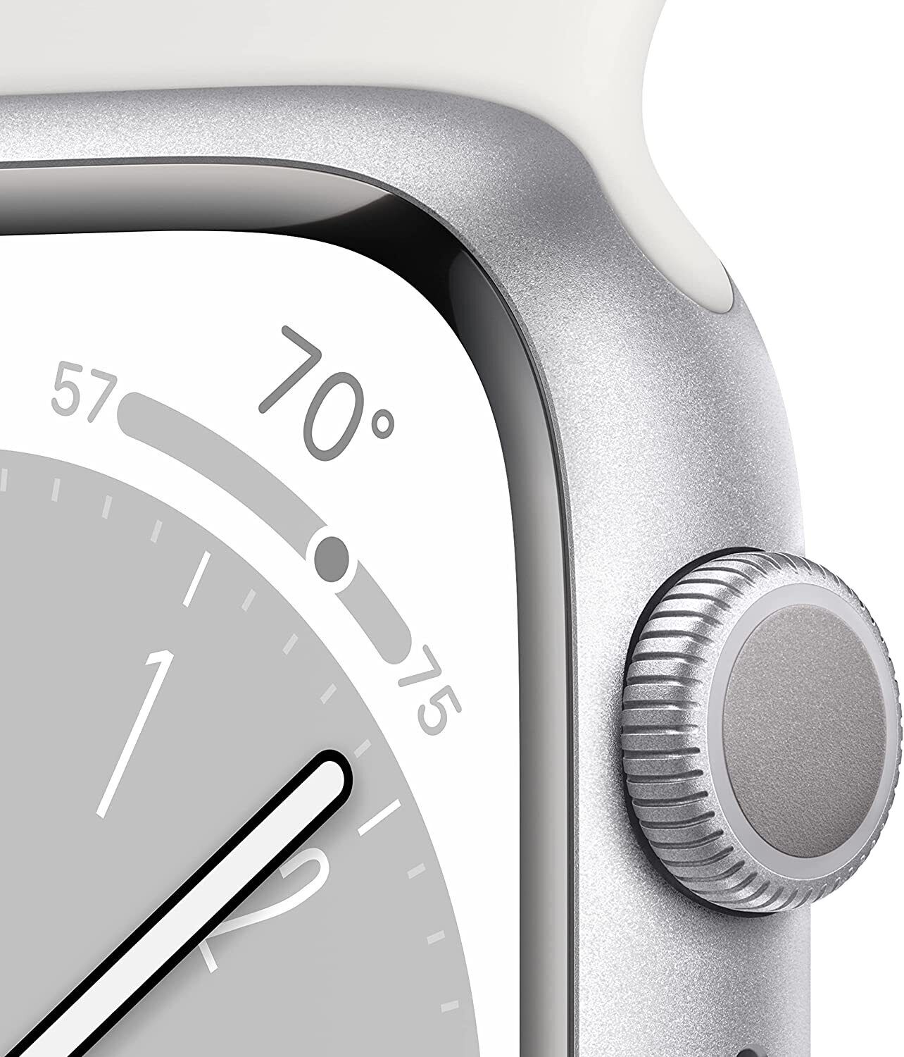 Apple Series 8 45 mm Waterproof Smart Watch GPS (2022 ) White Sport Band -