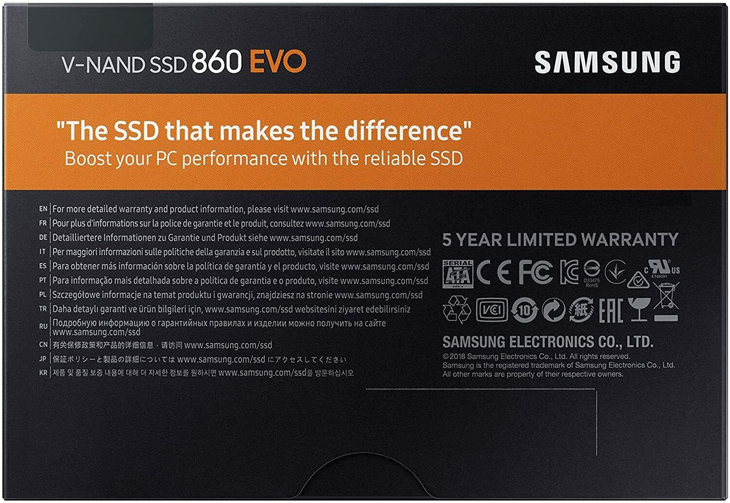 Samsung MZ-76E2T0B/EU 2.5 in 860 EVO Series 2TB Internal SSD