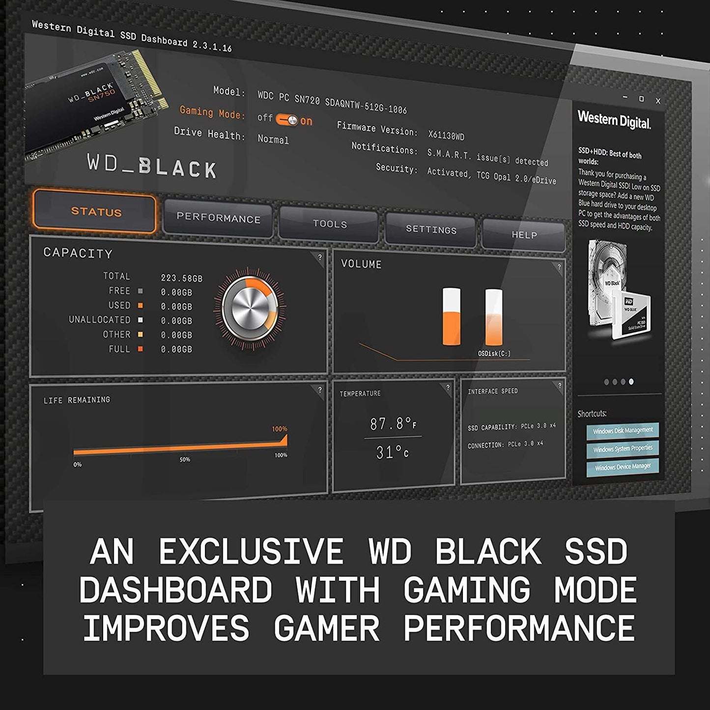 WD Black SN750 M.2 - 1TB SSD WDS100T3X0C NVMe - 1TB High Performace Gaming SSD.
