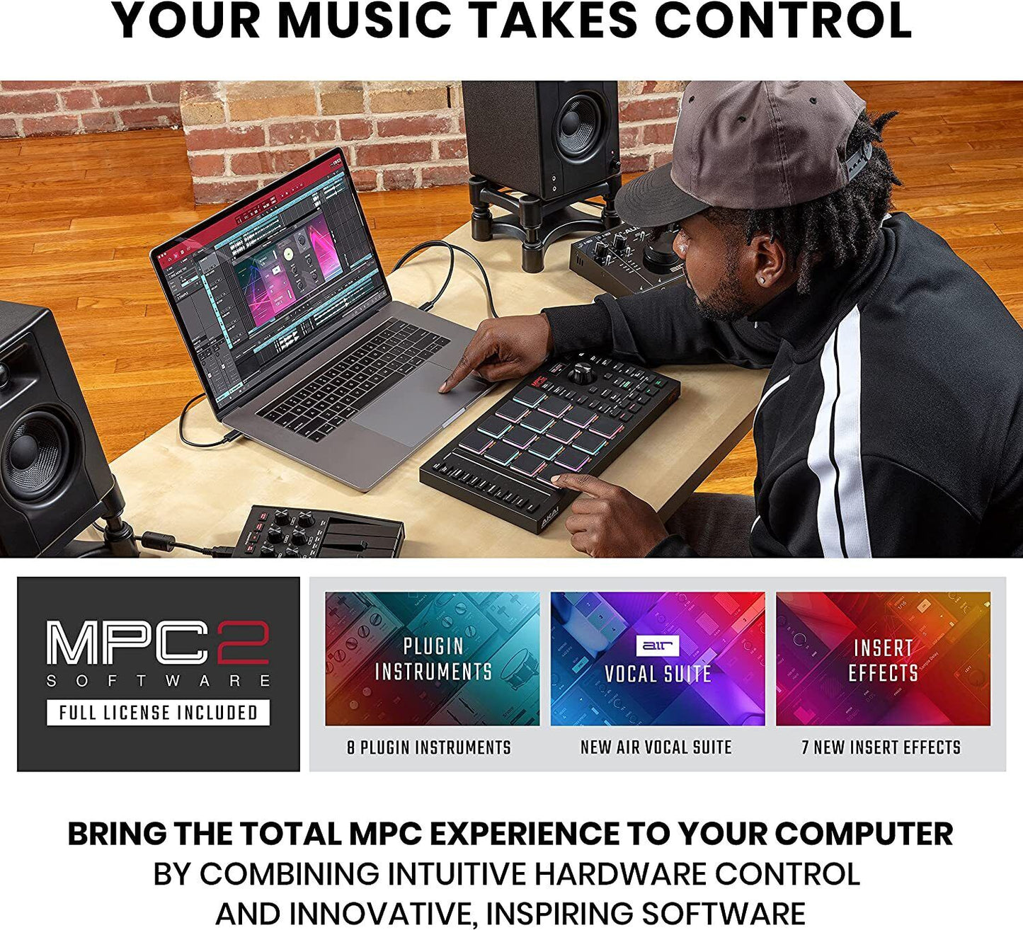Akai Professional MPC Studio - MIDI Controller Beat Maker with 16 velocity sensi
