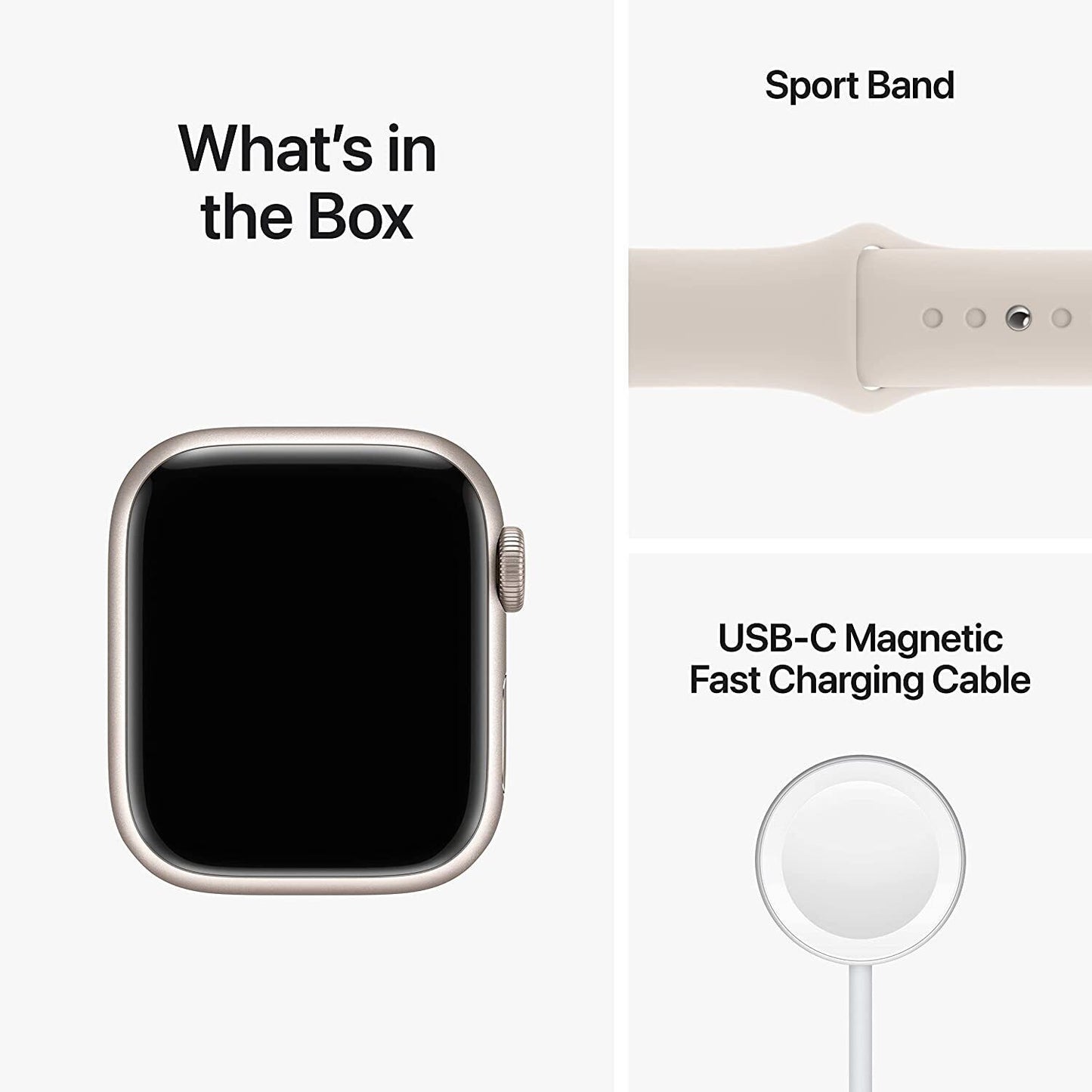 Apple Watch Series 8 41mm Starlight Case with Beige Fluoroelastomer Sport...