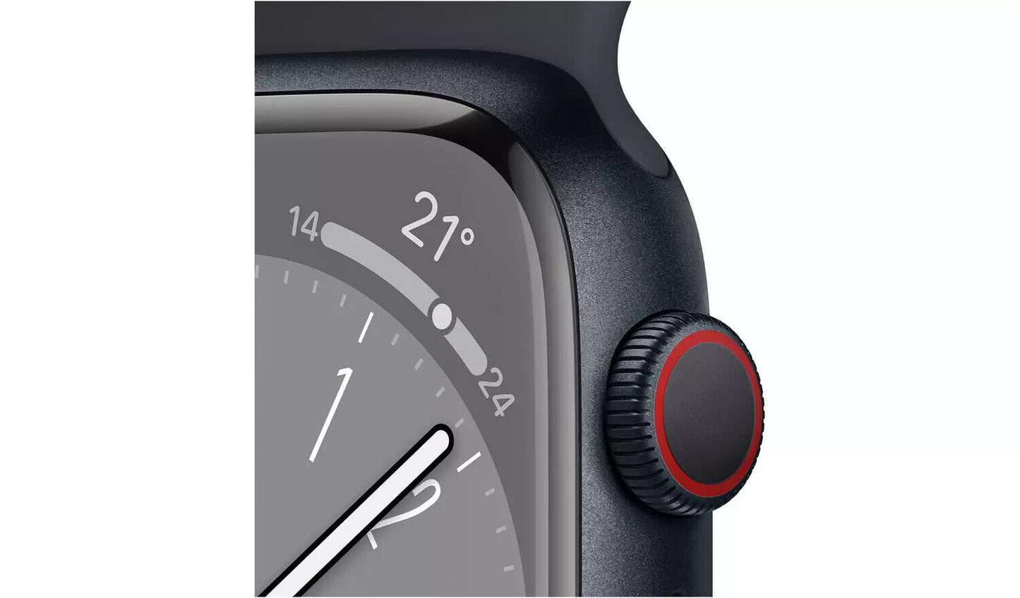 Apple Watch Series 8 GPS + Cell 41mm Midnight Sport Band