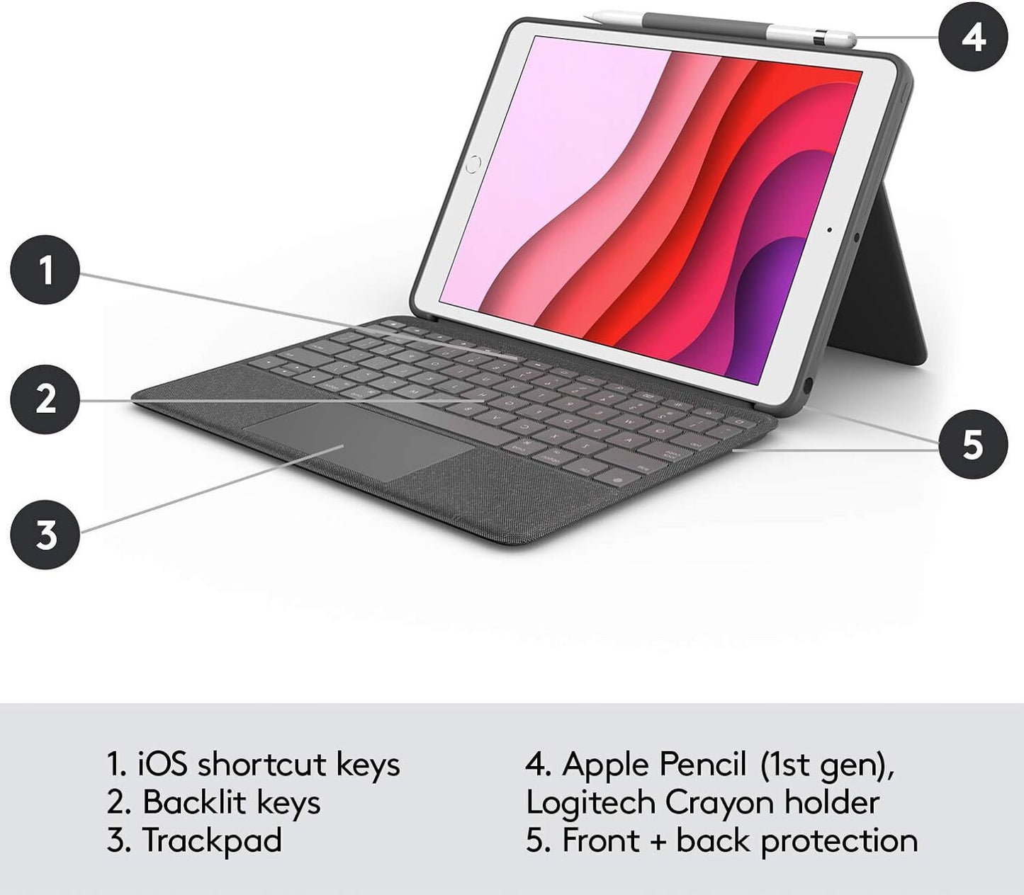 Logitech 920-009629 Folding Folio Case for iPad - Grey