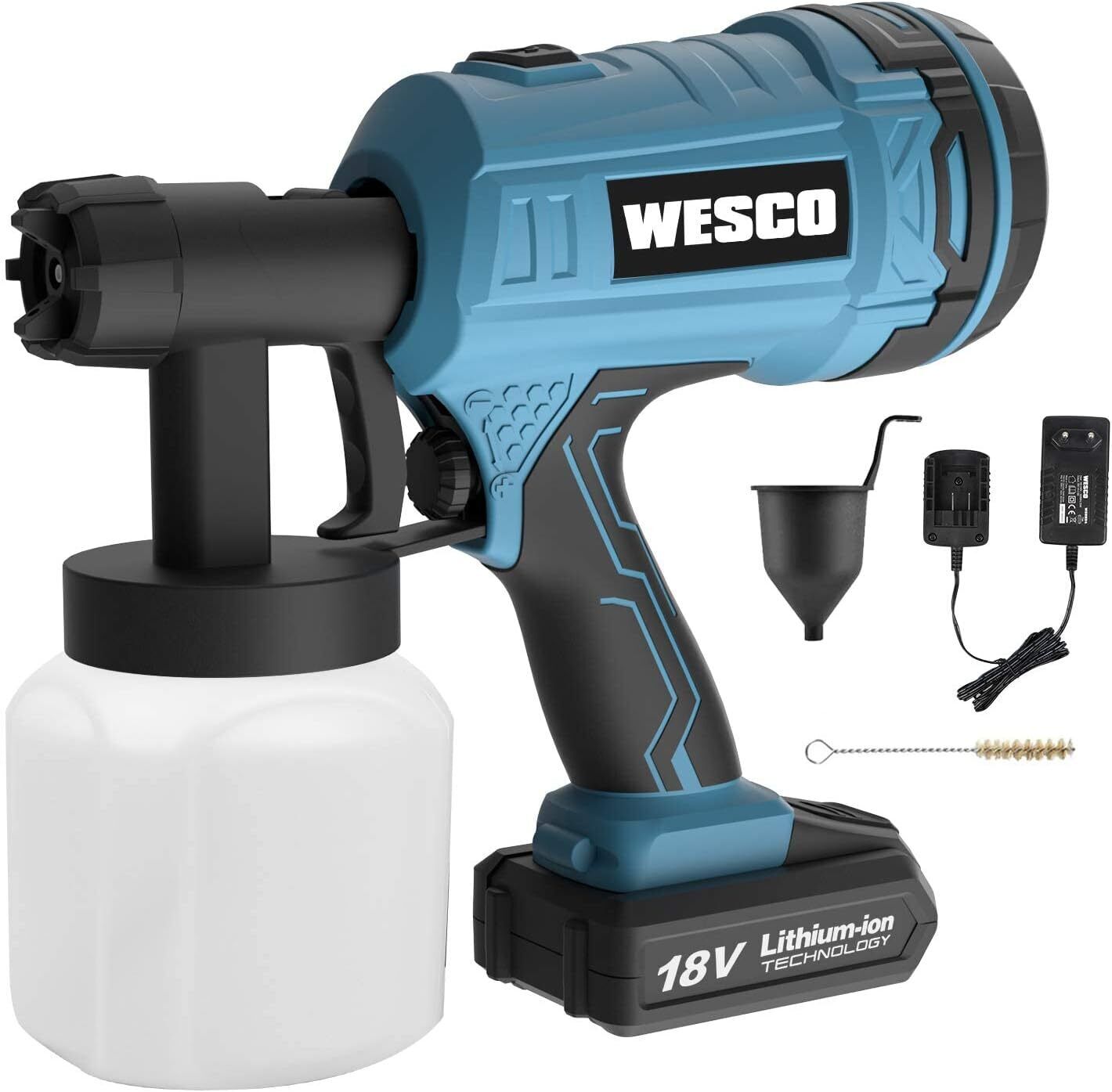 Wesco 18V 2.0AH 500ml/min Paint Spray Gun with 2.5mm Nozzles WS2342