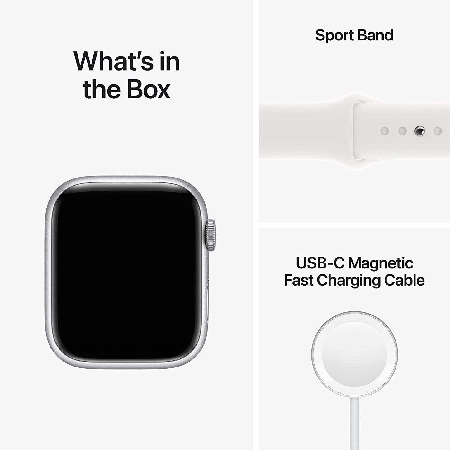 Apple Series 8 45 mm Waterproof Smart Watch GPS (2022 ) White Sport Band -