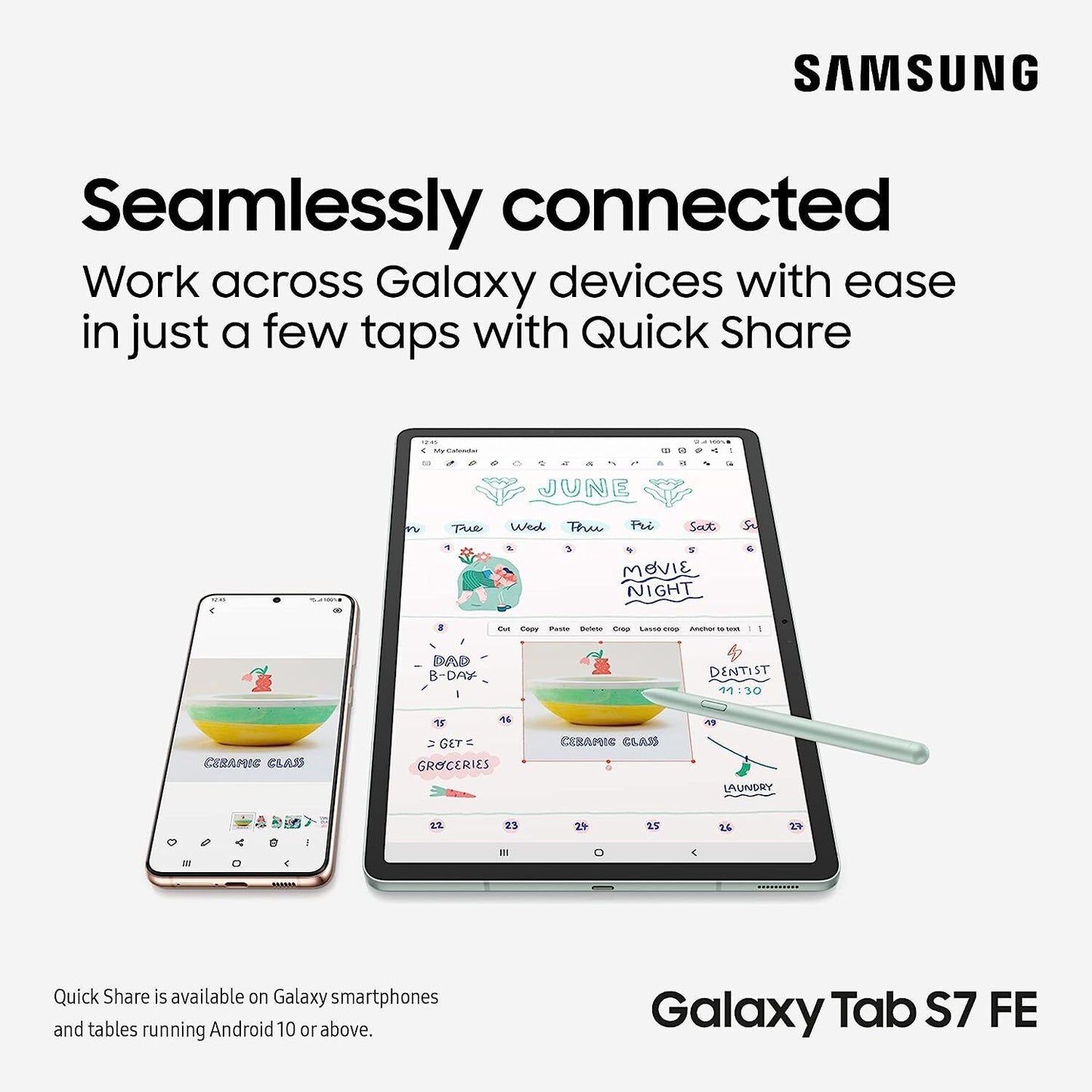Samsung Galaxy Tab S7 FE 12.4 Inch Wi-Fi Android Tablet 64GB Black 3Y Warranty