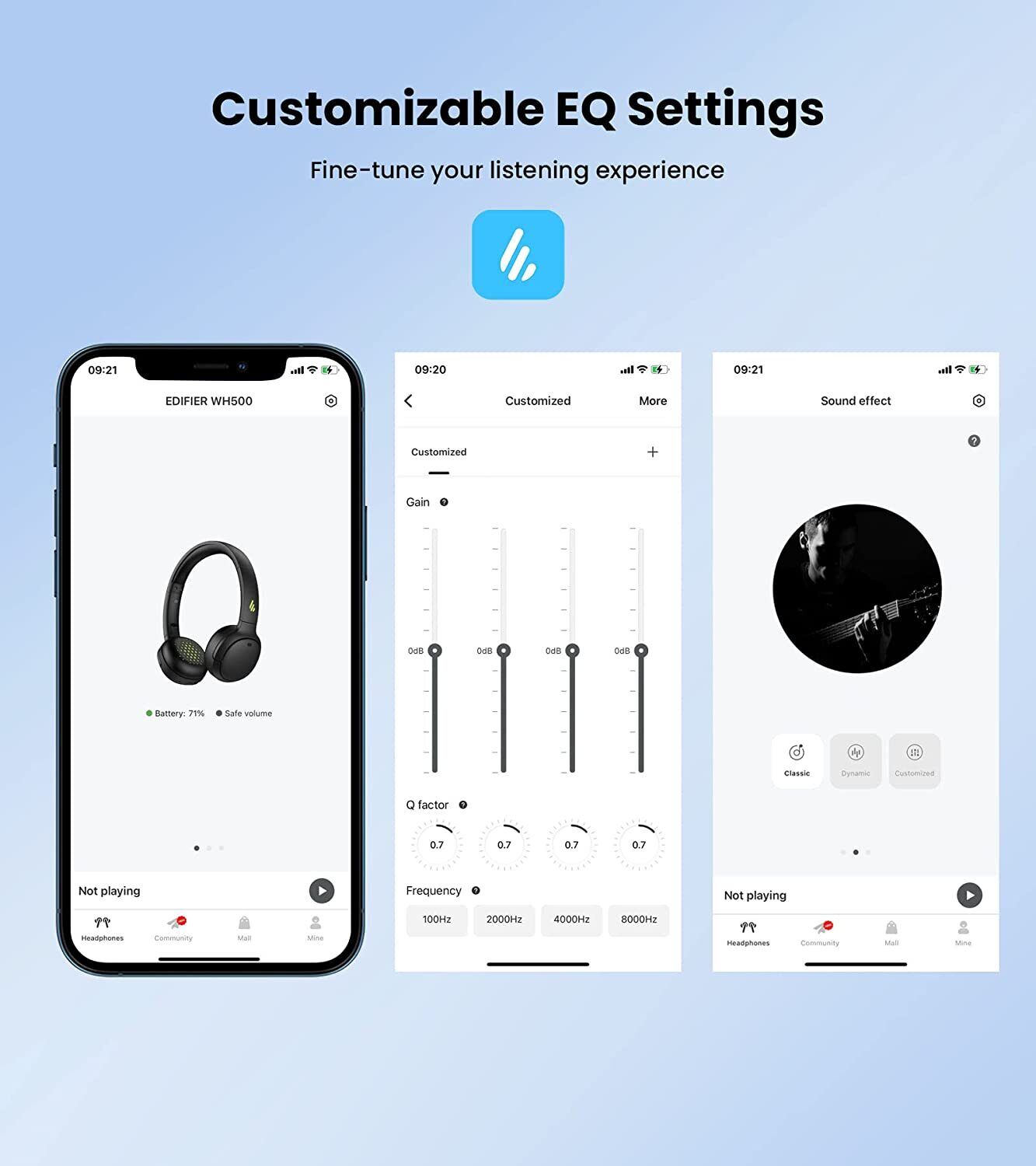 Edifier WH500 Wireless On-Ear Headphones Lightweight Game Mode - White