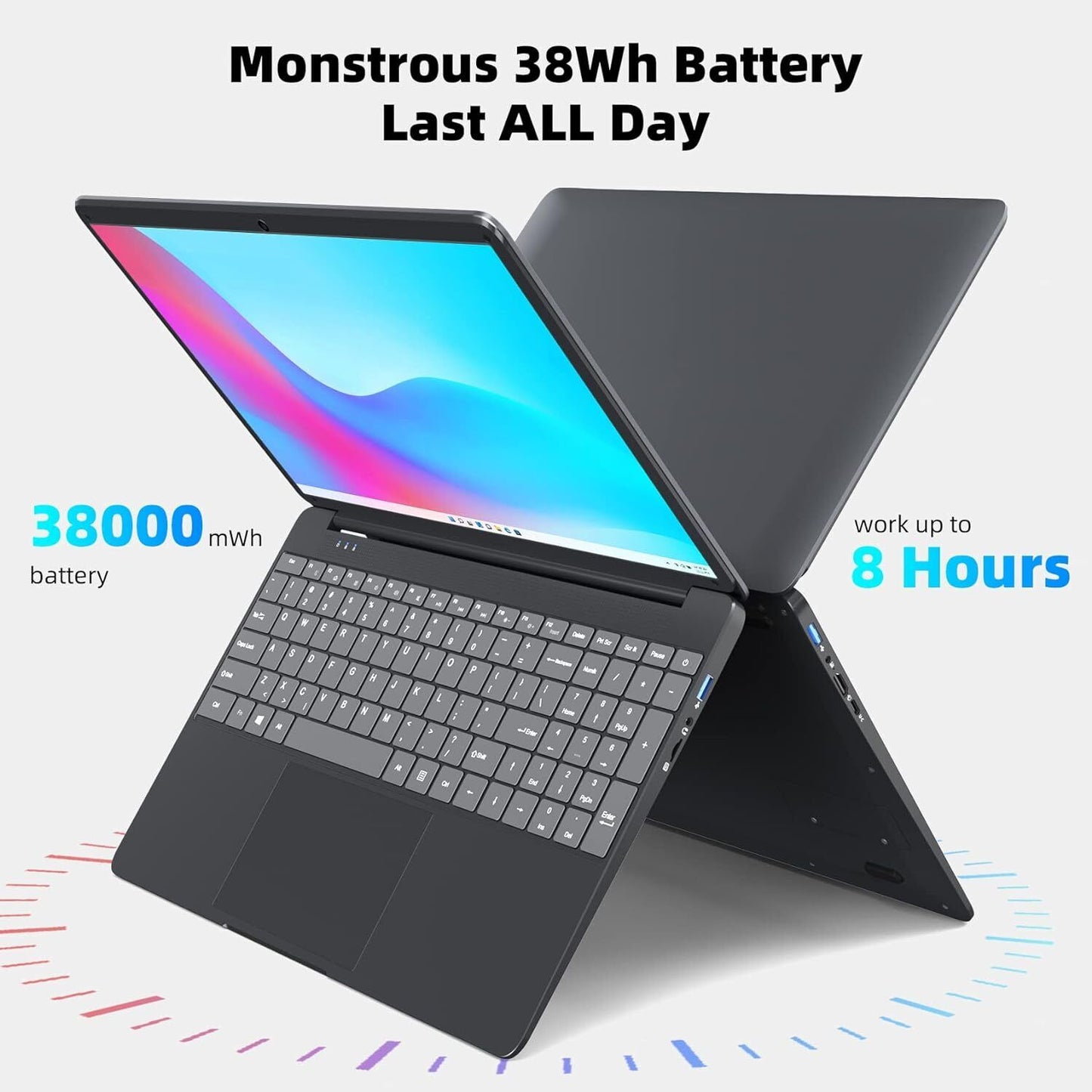 SGIN 15.6 Inch Laptop Windows 11 8GB RAM 256GB SSD Celeron Quad-Core Up to 2.8GH