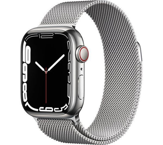 APPLE Watch Series 7 Cellular - Silver Stainless Steel with Silver Milanese Loop