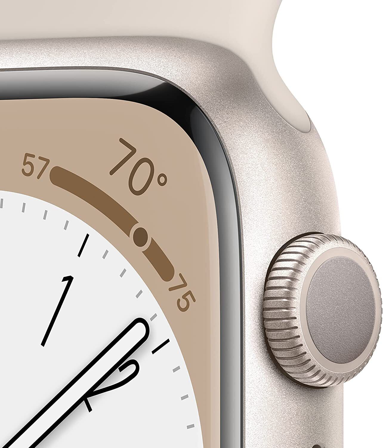 Apple Watch Series 8 41mm Starlight Case with Beige Fluoroelastomer Sport...