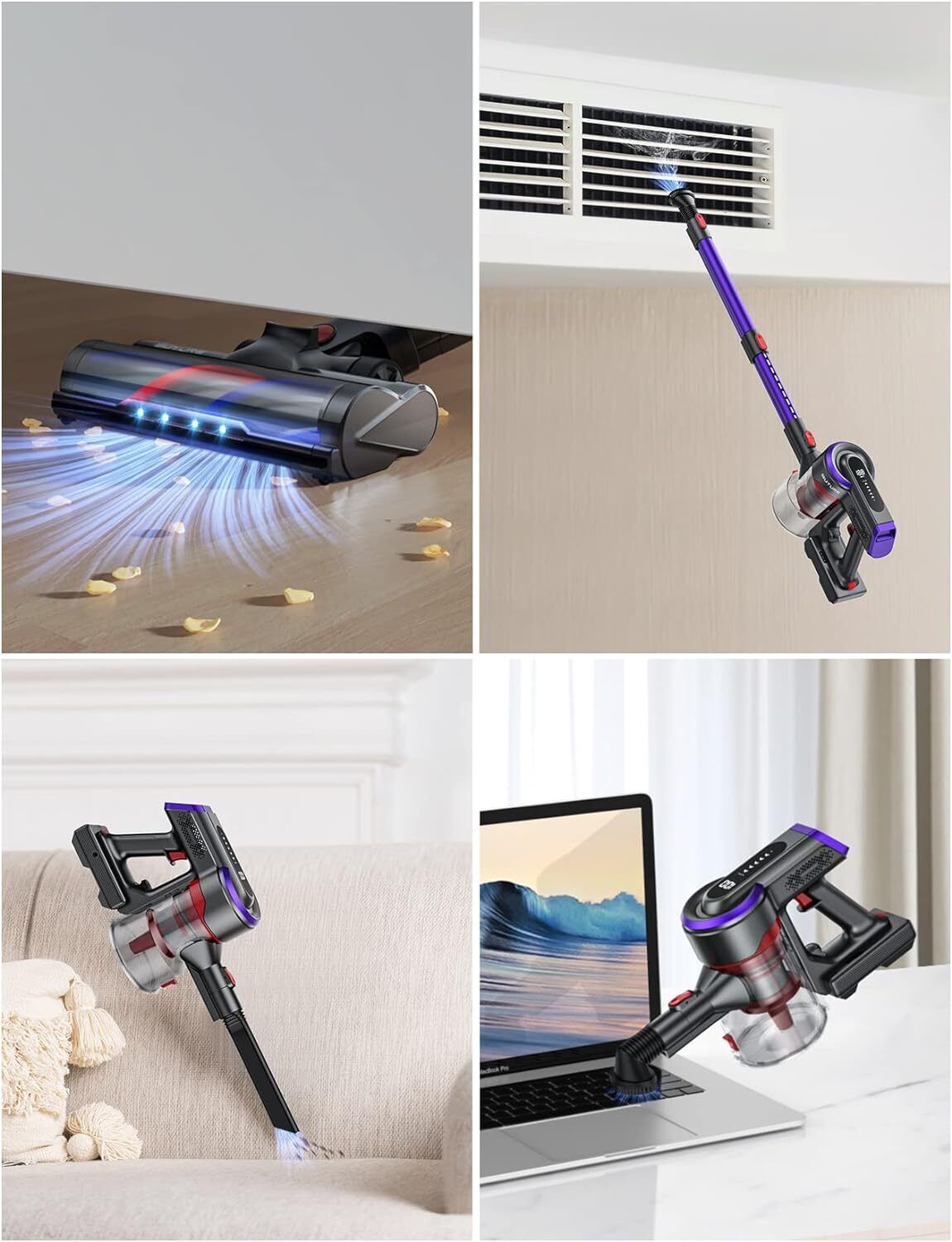 BuTure Cordless Vacuum, 33 Kpa Powerful Stick Vacuum with Rechargeable Battery