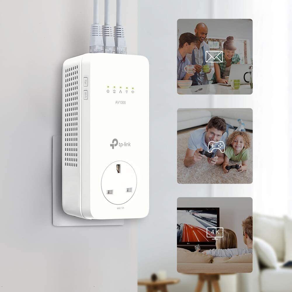 TP-Link AV1300 Gigabit Passthrough Powerline ac Wi-Fi Kit,up to 1200 Mbps WiFi s