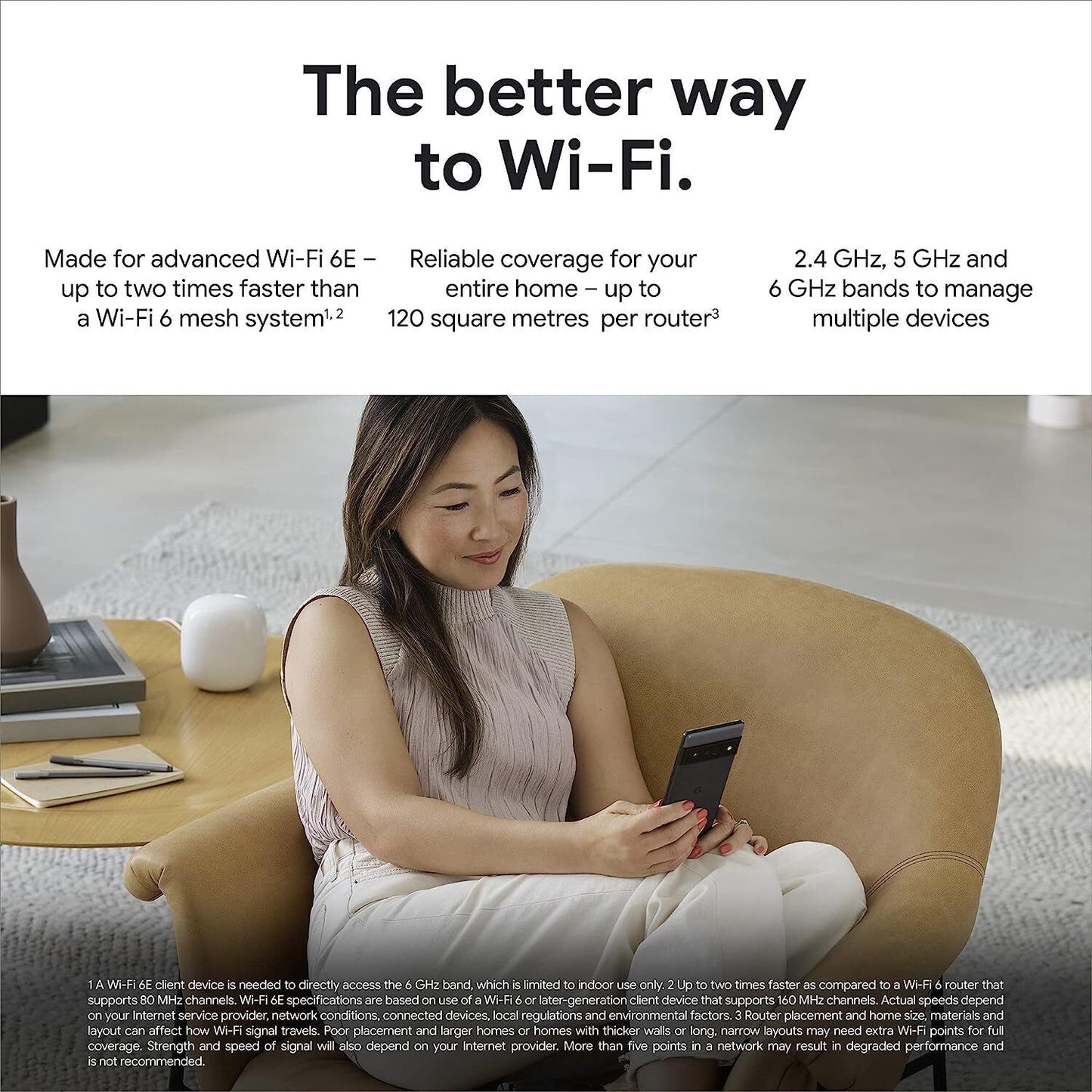 Google Wifi Pro – Wi-Fi 6E Reliable home system with fast speed and whole-home