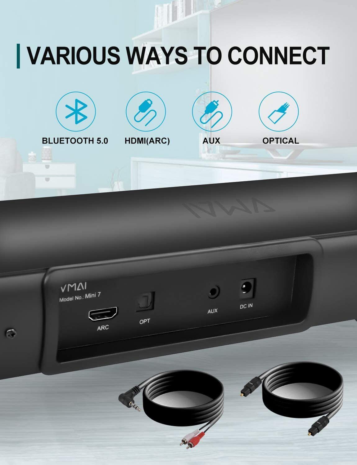 20 Inch Computer Soundbar with Bluetooth 5.0, Wired & Wireless PC Speaker, Home