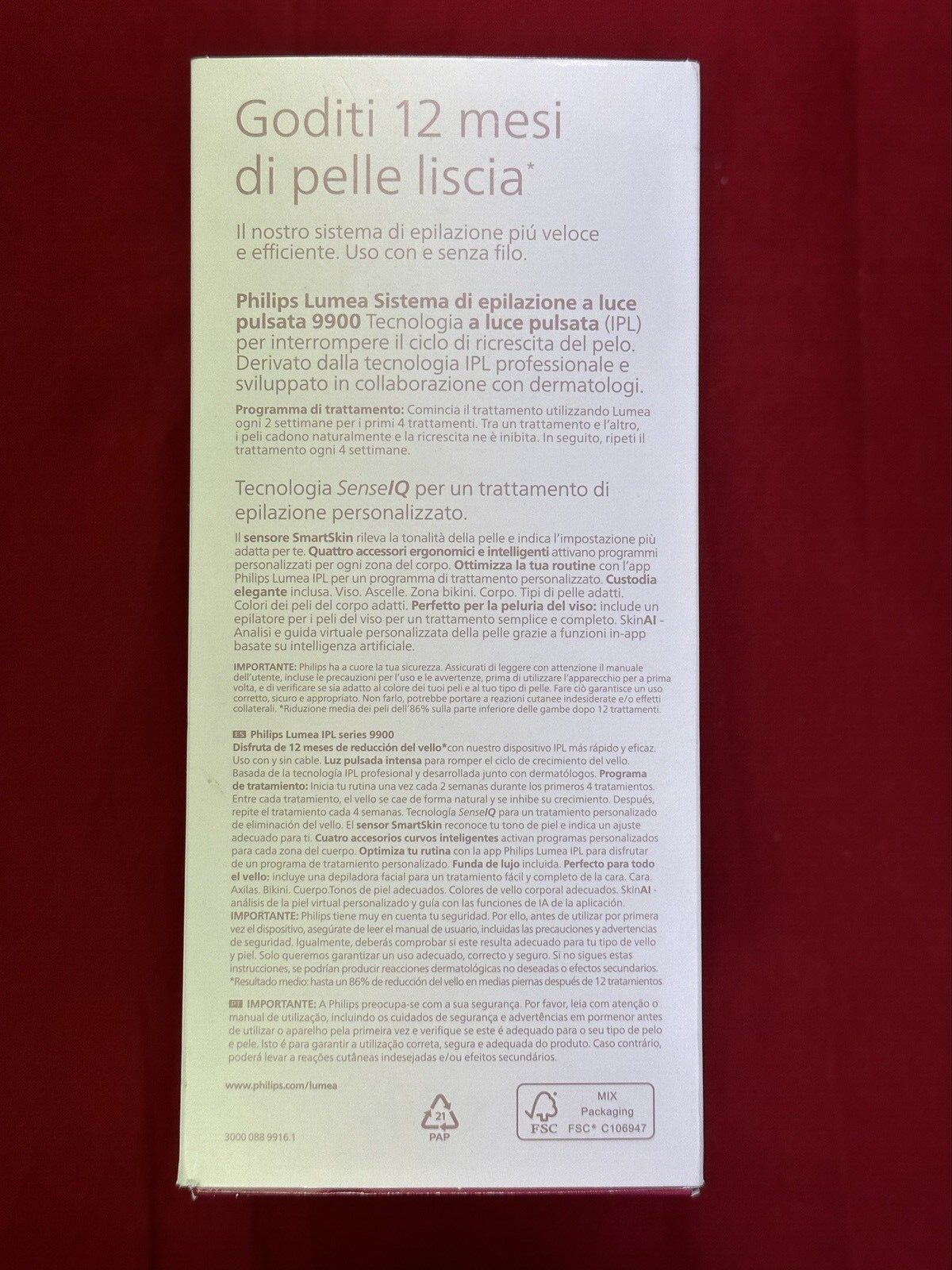 Philips Lumea BRP958/00 Cordless 9900 Series IPL Hair Removal with SkinAI NEW