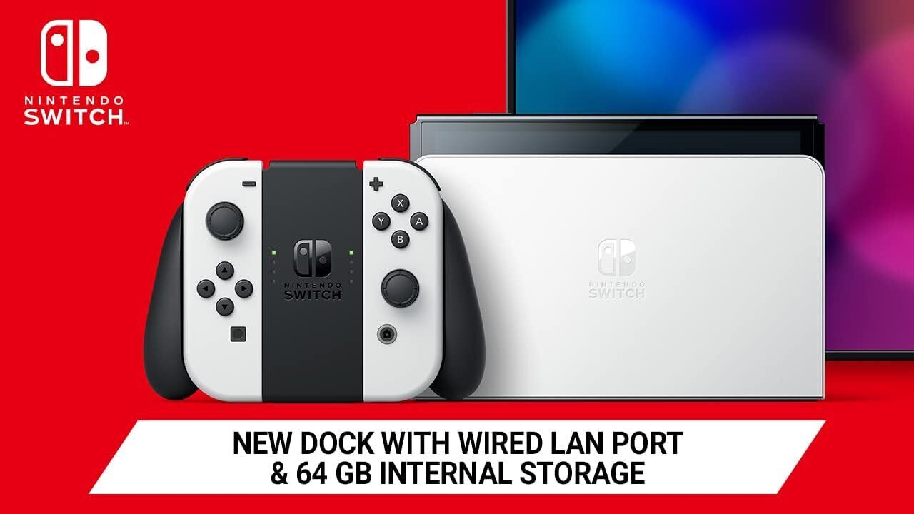 Nintendo Switch OLED Model HEG-001 Handheld Console - 64GB - Black/Neon Red/Neon