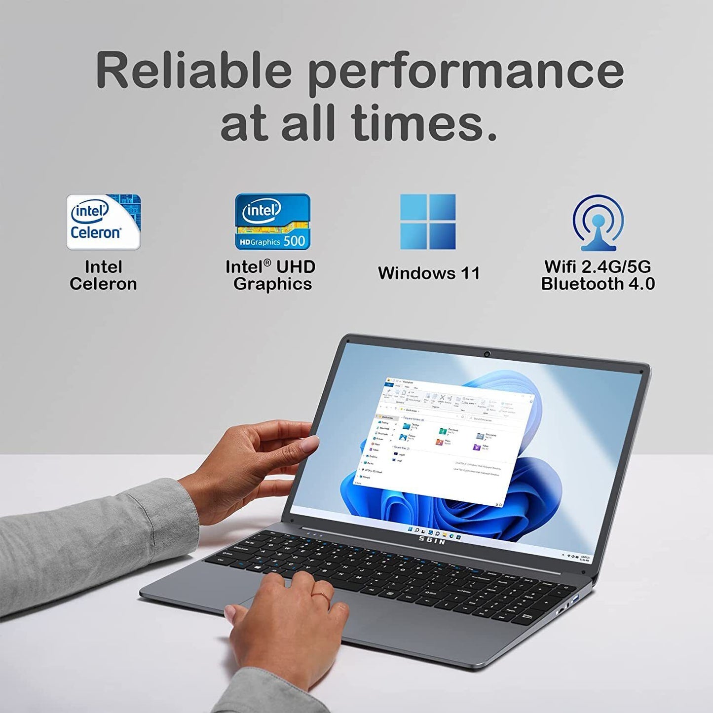 SGIN 15.6" FHD Laptop Intel Celeron N5095 12GB DDR4 512GB SSD WIN 11