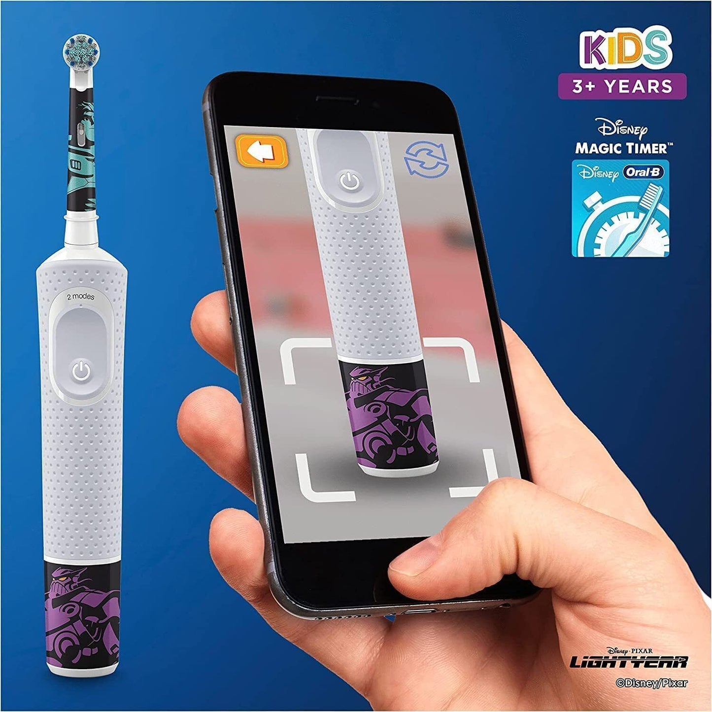 Oral-B Kids Electric Toothbrush, 1 Head, Travel Case, x4 Disney stickers