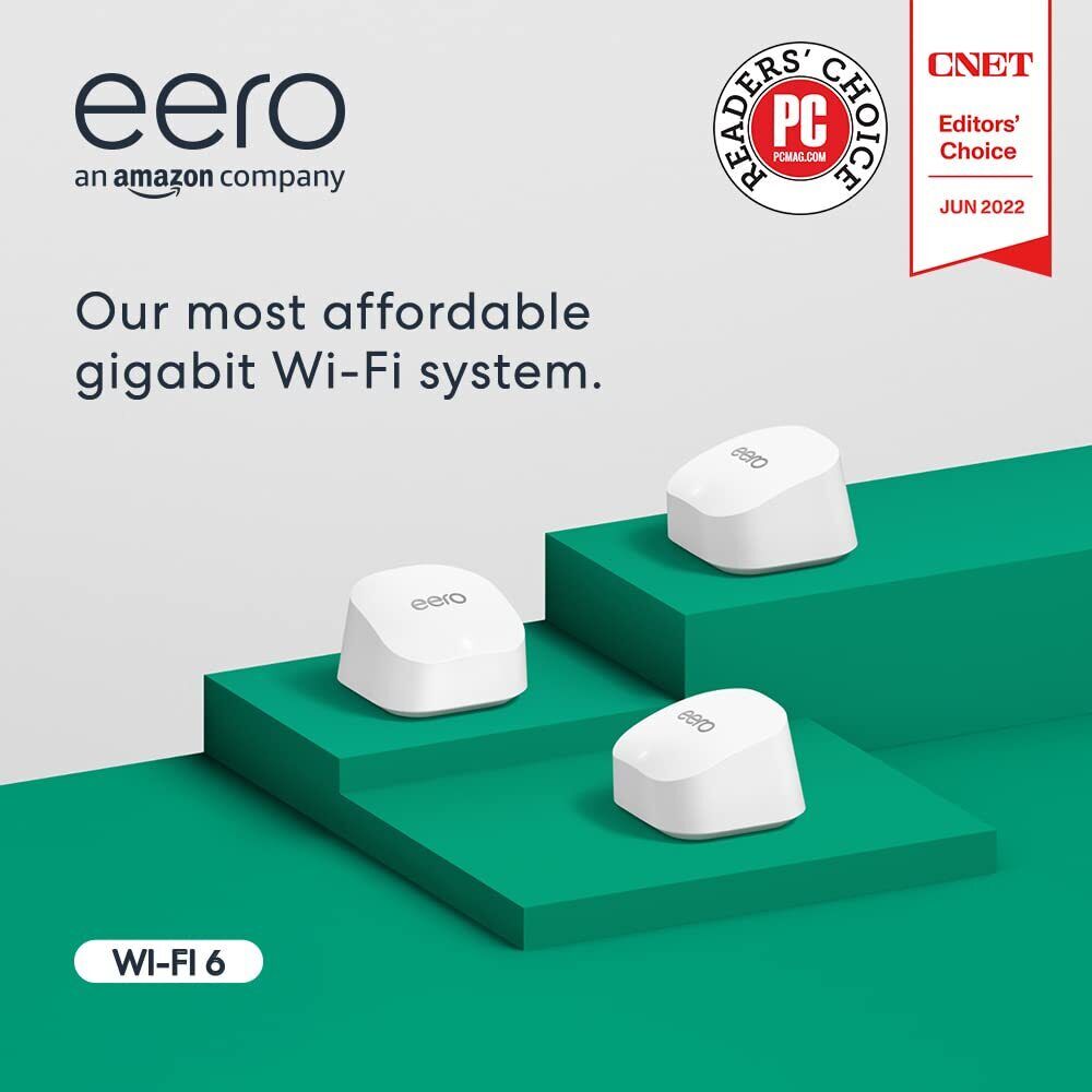 Amazon eero 6+ mesh Wi-Fi 6 router system | built-in Zigbee smart home hub |