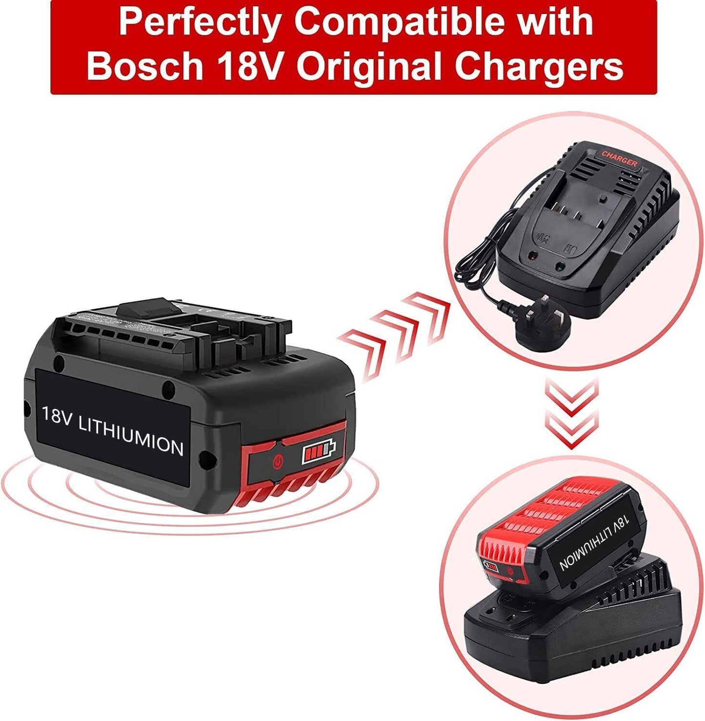 Geelink 2 pack BAT609 18V 5.0Ah Lithium-ion Replacement Battery for BOSCH