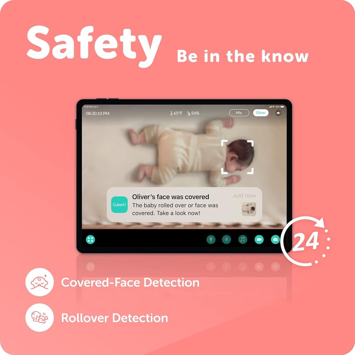 CuboAi Plus Smart Baby Monitor 1080p HD Night Vision Camera, 2-Way Audio