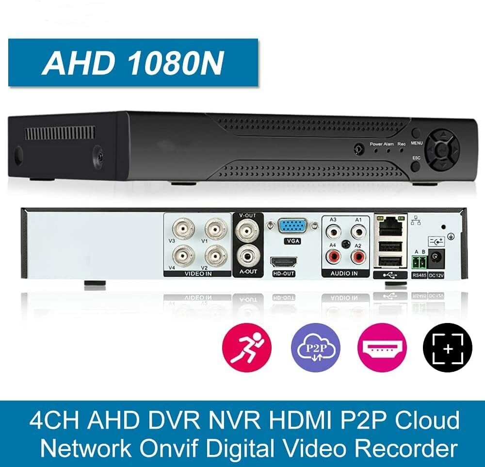 Splenssy 4CH 1080P Hybrid NVR AHD TVI CVI 5-in-1 Digital Video Recorder P2P Clou