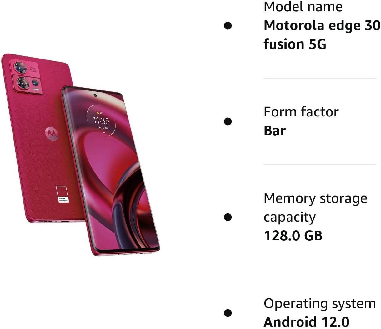 Motorola Edge 30 Fusion 5G 8GB/128GB Dual SIM Pantone Viva Magenta Unlocked