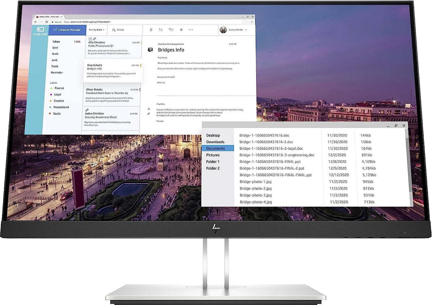 HP E23 G4 23" Monitor 1920X1080 DP/HDMI/VGA/USB-A/B