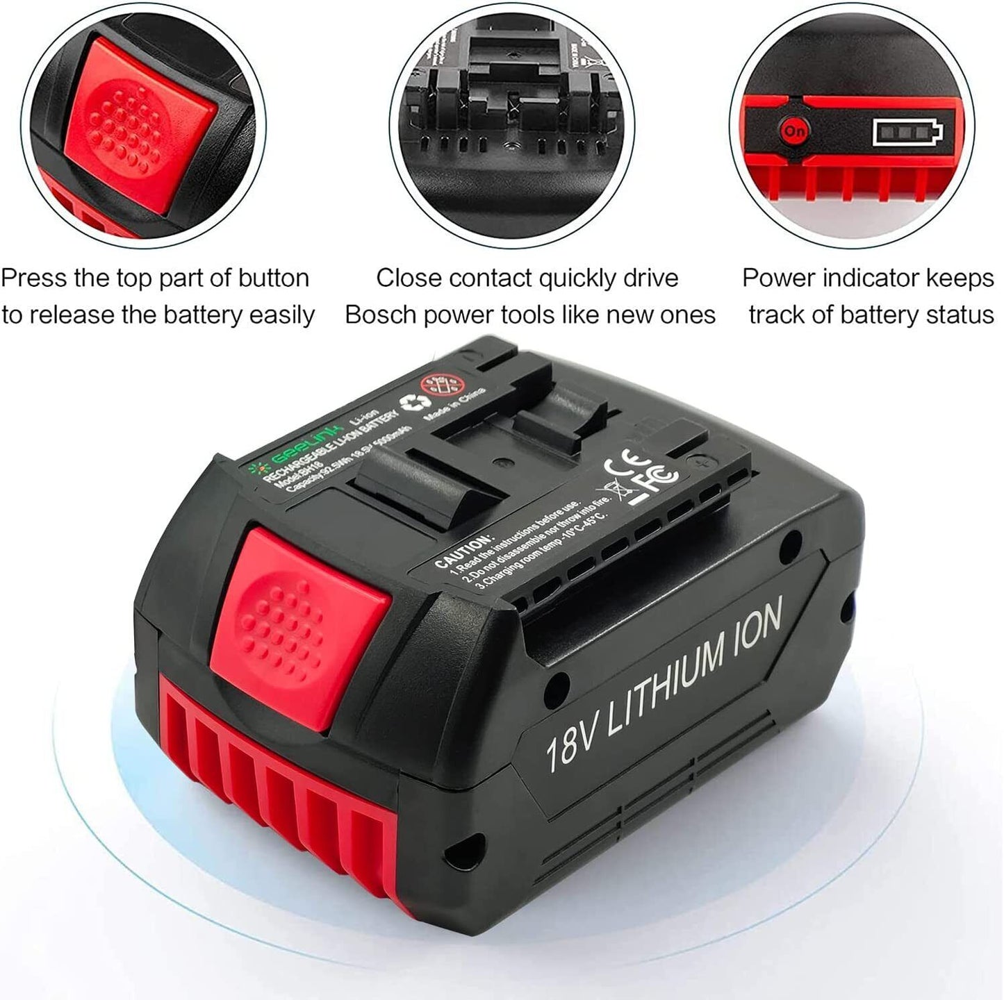 Geelink 2 pack BAT609 18V 5.0Ah Lithium-ion Replacement Battery for BOSCH