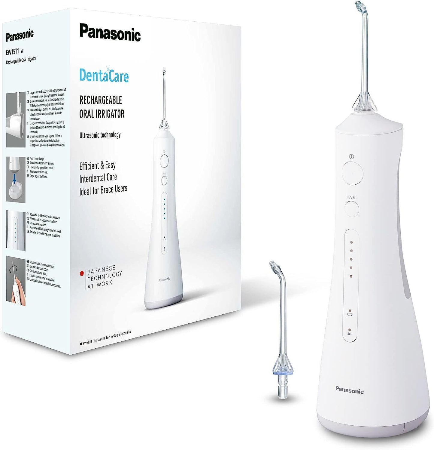 Panasonic EW1511W511 Advanced Water Flosser Cordless with 5 Pressure Settings