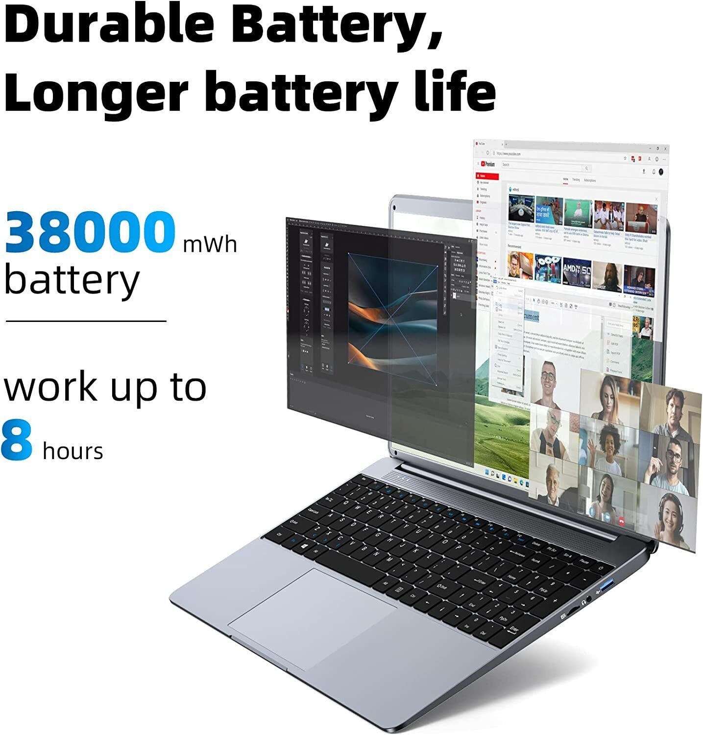SGIN 15.6" FHD Laptop Intel Celeron N5095 12GB DDR4 512GB SSD WIN 11