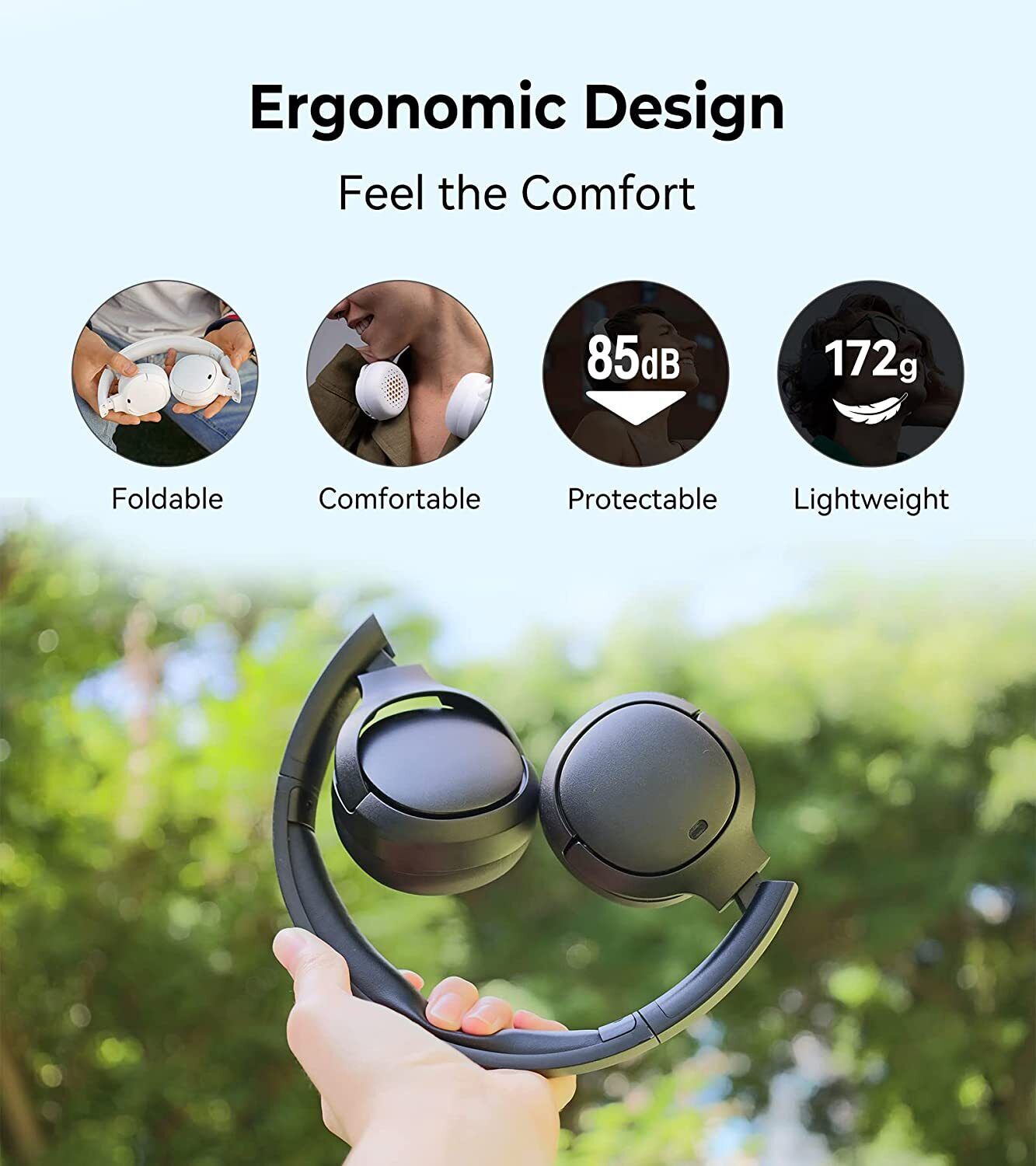 Edifier WH500 Wireless On-Ear Headphones Lightweight Game Mode - White