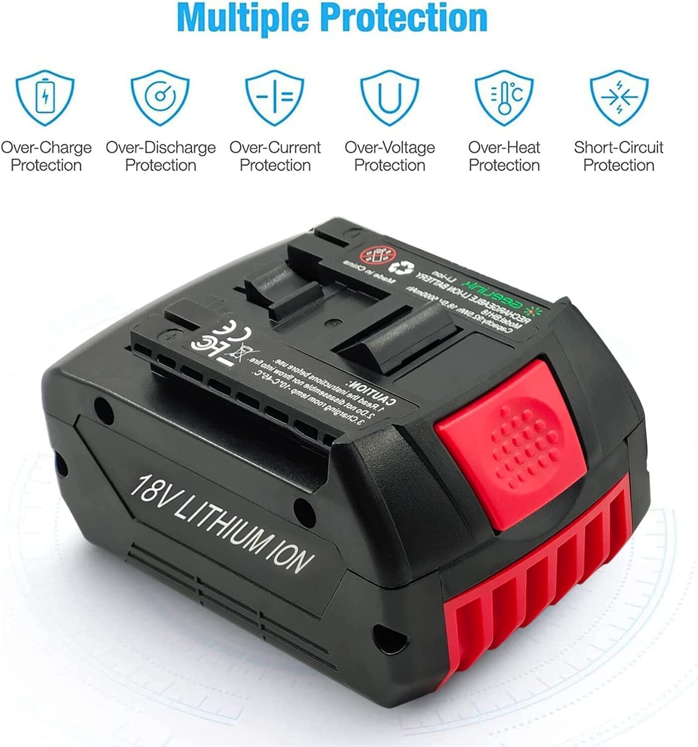Geelink 2 pack BAT609 18V 5.0Ah Lithium-ion Replacement Battery for BOSCH