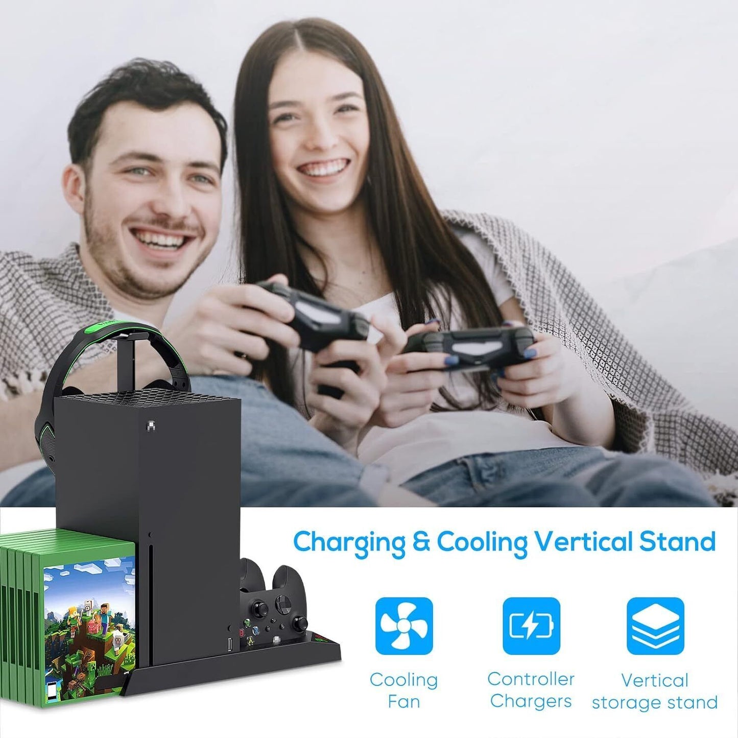 Xbox Series X Controller Charging Stand with Cooling Fan & Batteries