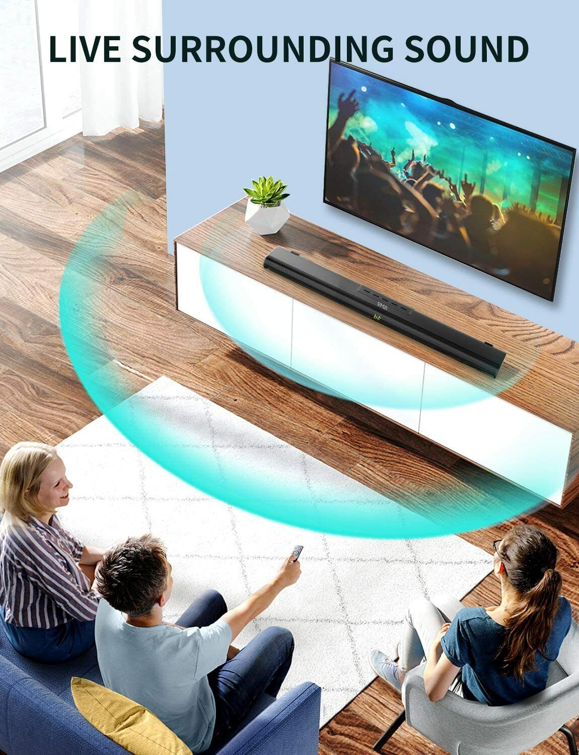 vmai soundbar s5 Built-in Subwoofer, Wired & Wireless Bluetooth 5.0 60W