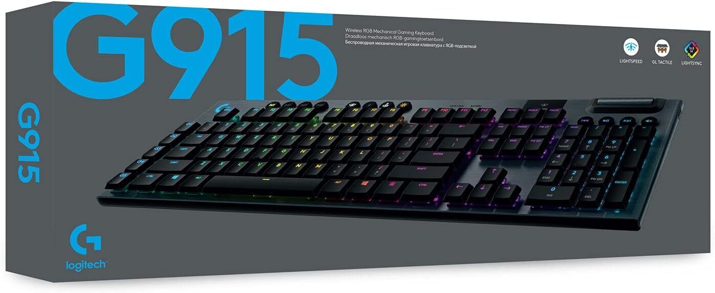 Logitech G915 Wireless RGB Tactical Gaming Keyboard - Black