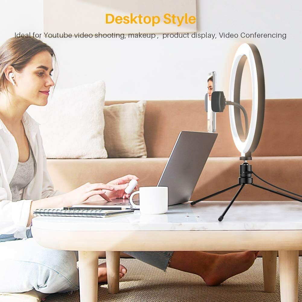 10.2" Ring Light with 2 Tripod Stand & Phone Holder, Anozer Dimmable Selfie Ring