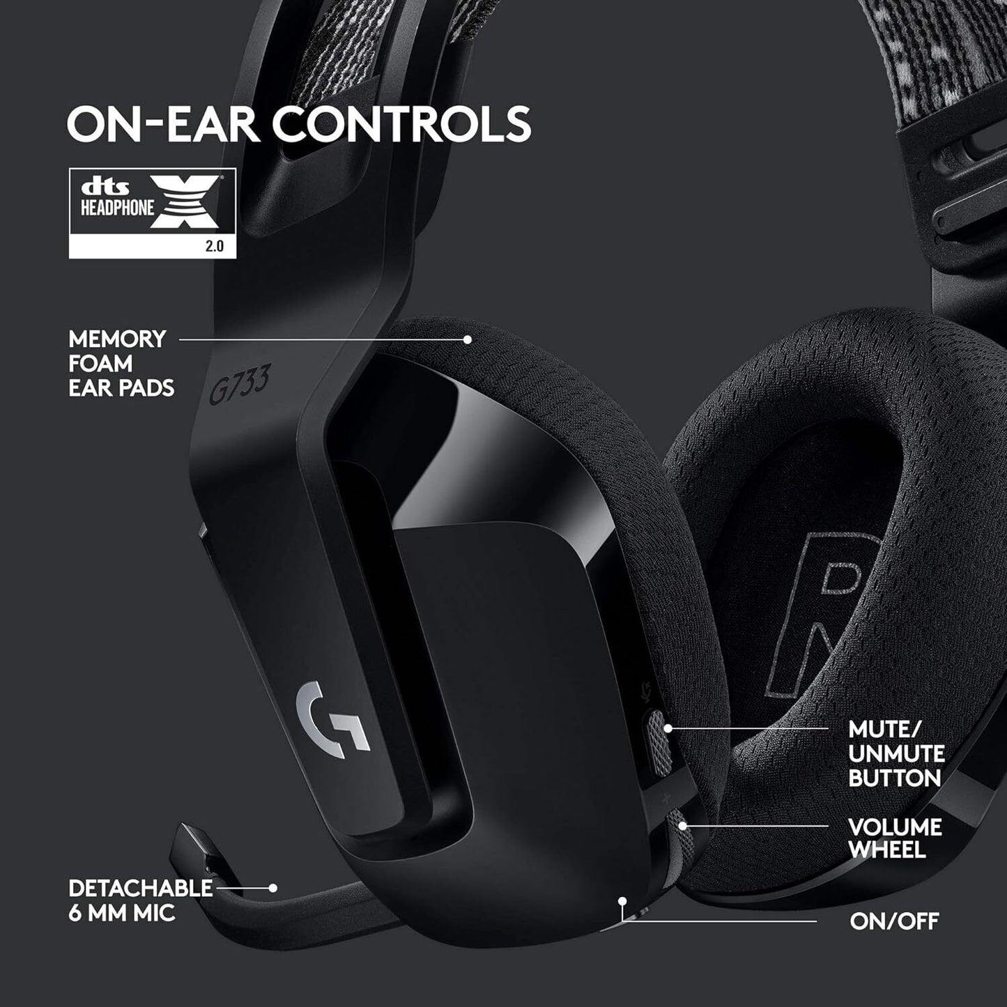 Logitech G733 Wireless Gaming Headset - Black