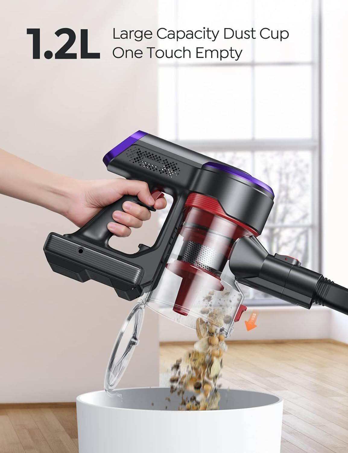 BuTure Cordless Vacuum, 33 Kpa Powerful Stick Vacuum with Rechargeable Battery