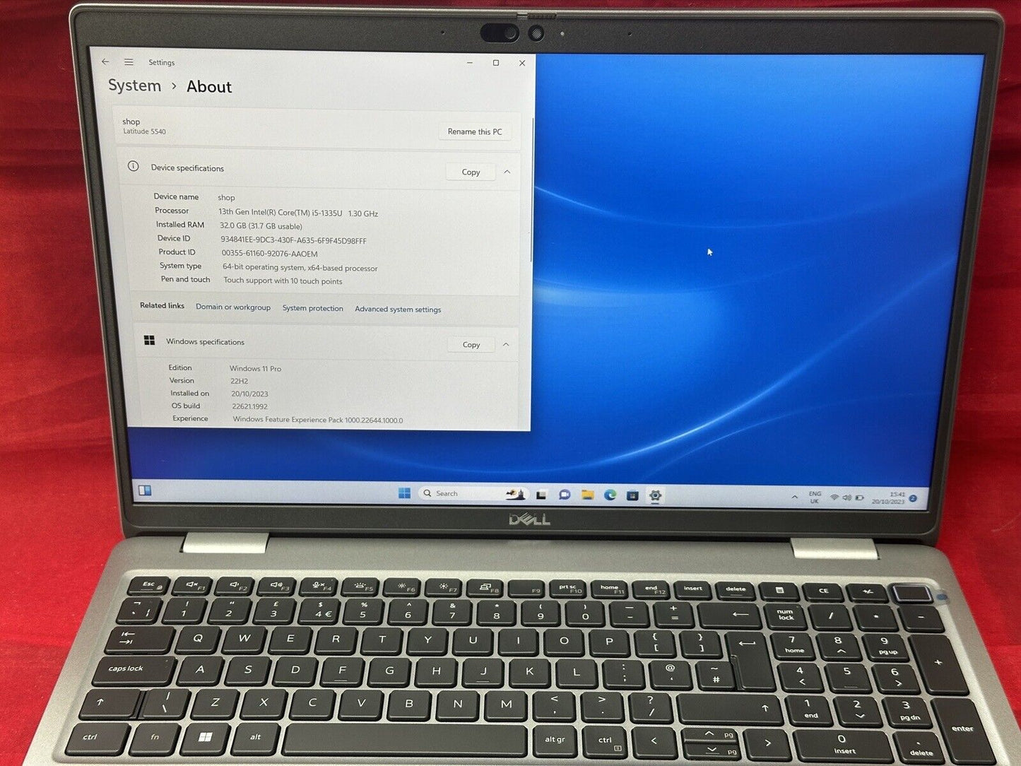 Dell Latitude Touchscreen 5540 Laptop i5-1345U 10 Core 32Gb 512Gb SSD FHD Win 11