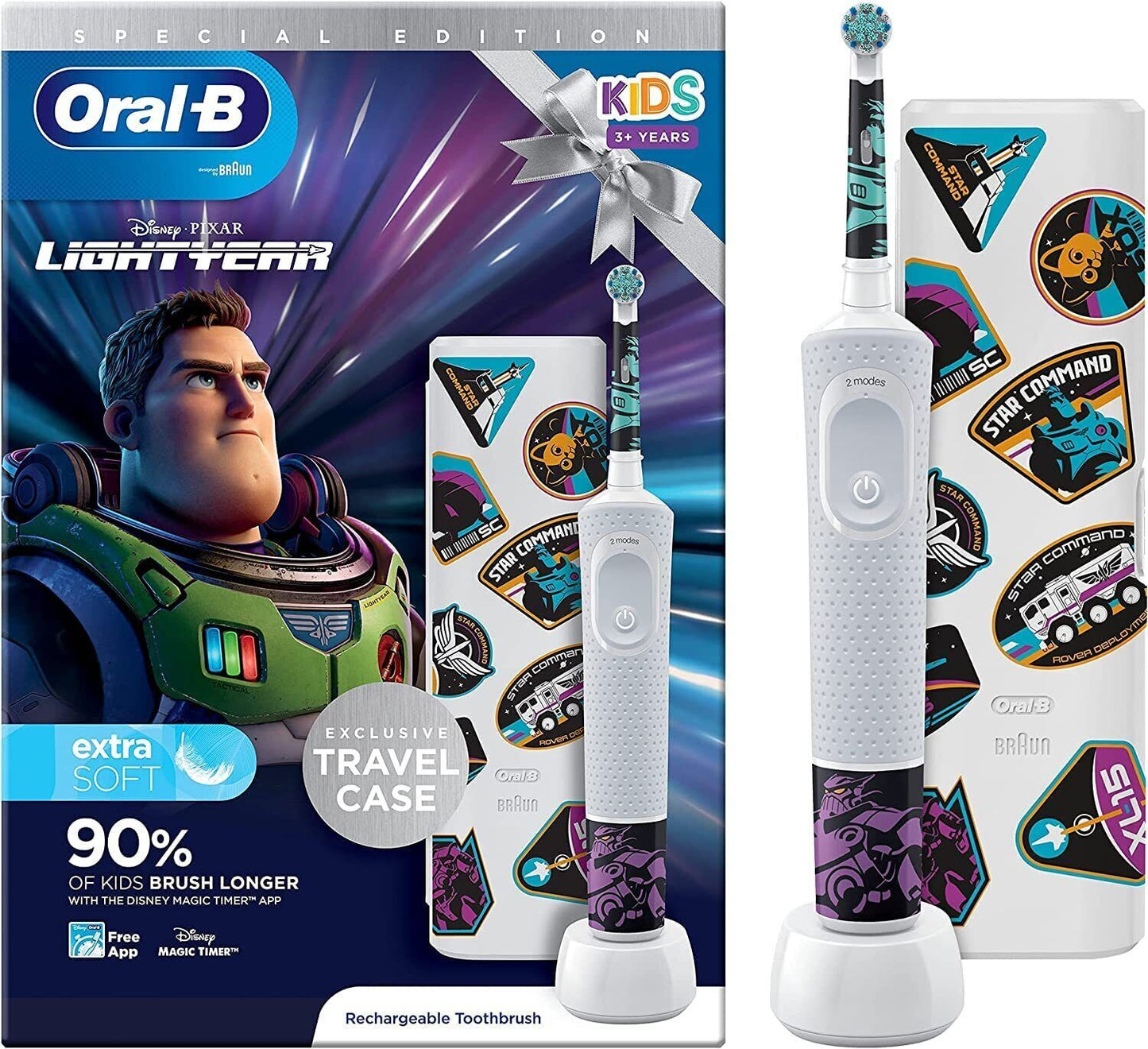 Oral-B Kids Electric Toothbrush, 1 Head, Travel Case, x4 Disney stickers