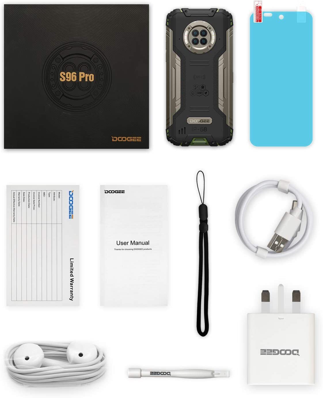 Rugged Phone Unlocked DOOGEE S96 Pro 8GB + 128GB MTK G90 Android 10 Waterproof